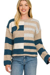 You Wear it Well Stripe Color Block Sweater in Teal