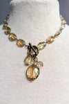 Carolina Large Glass Bead Toggle Necklace in Light Taupe and Bronze