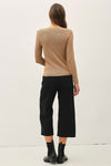 Claire Ribbed Knit Pullover Sweater in Taupe