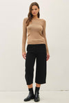 Claire Ribbed Knit Pullover Sweater in Taupe