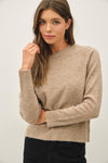 Just the Classics Wool Blend Basic Crewneck Sweater in Mushroom