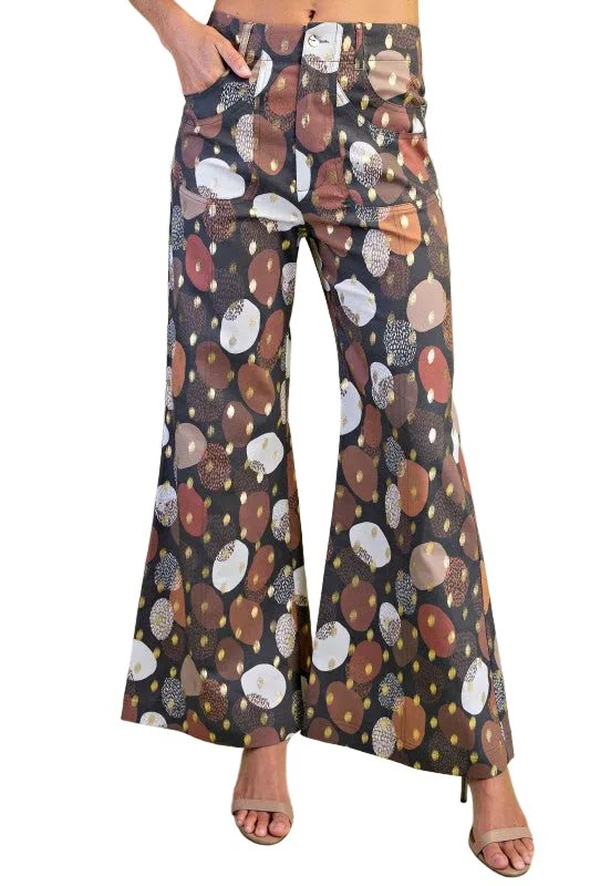 Miss Mod Abstract Print Pants in Black