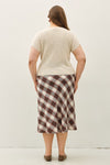 Plaid for Fall A-Line Midi Skirt in Brown - Curvy