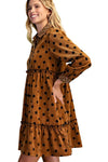Oh So Charming Polka Dot Corduroy Dress in Caramel