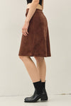 It Girl Faux Suede Knee Length A-Line Skirt in Coco Brown