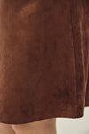 It Girl Faux Suede Knee Length A-Line Skirt in Coco Brown