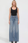 Kayla Wide Leg Tie Waist Jeans in Medium Wash