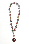 Casandra Large Glass Bead Toggle Necklace in Plum and Bronze