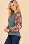 Captivating You Floral Sleeve Top in Dark Sage — product image 3