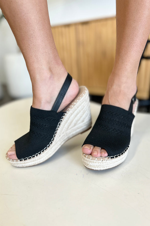 Santa Rosa Wedge Espadrille Sandal in Black