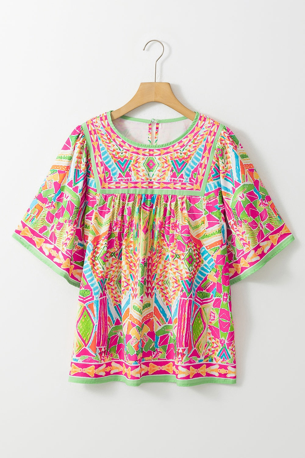 Let's Hit the Festivals Printed Blouse in Hot Pink