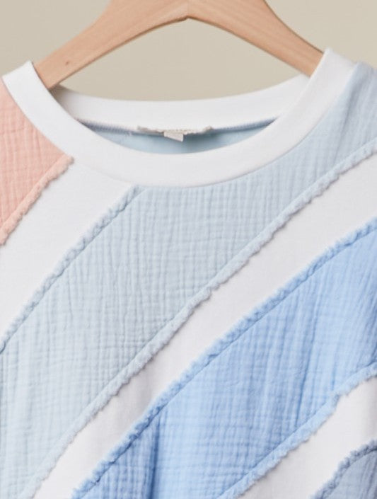 Color Theory Textured Striped Pullover in White
