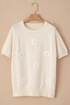 Daisy Daisy Embroidered Sweater Top in Cream