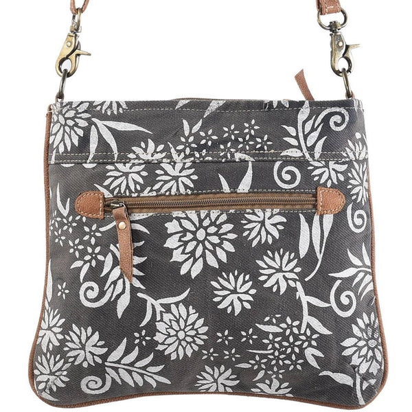 Dannika Floral Canvas and Leather Crossbody in Charcoal