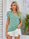 Adoring You Floral Notched Neck Blouse in Green or Purple