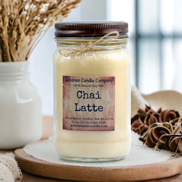 Chai Latte 16 oz. Mason Jar Soy Candle