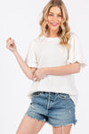 Believe in Me Textured Puff Sleeve Top in Ivory