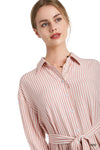 Jackie Tencel Stripe Shirt Dress in Red