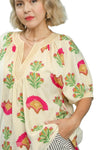 Luella Abstract Print Top in Cream/Fuchsia - Curvy