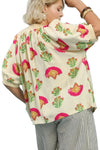 Luella Abstract Print Top in Cream/Fuchsia - Curvy