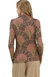 Adele Metallic Botanical Mock Neck Knit Top in Mauve