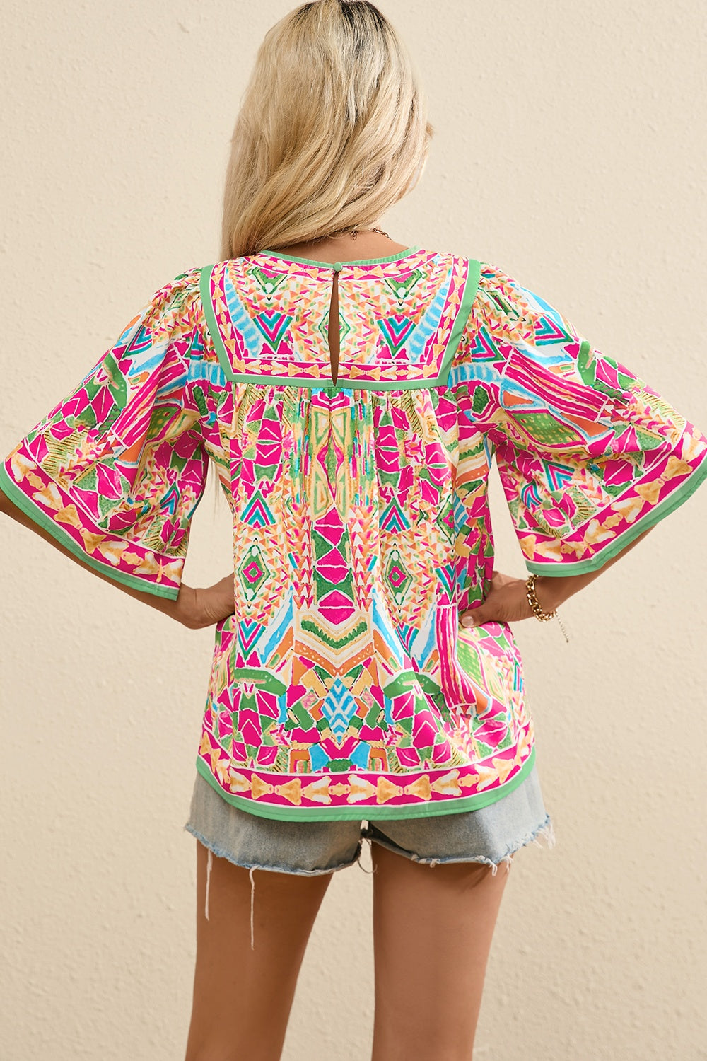 Let's Hit the Festivals Printed Blouse in Hot Pink