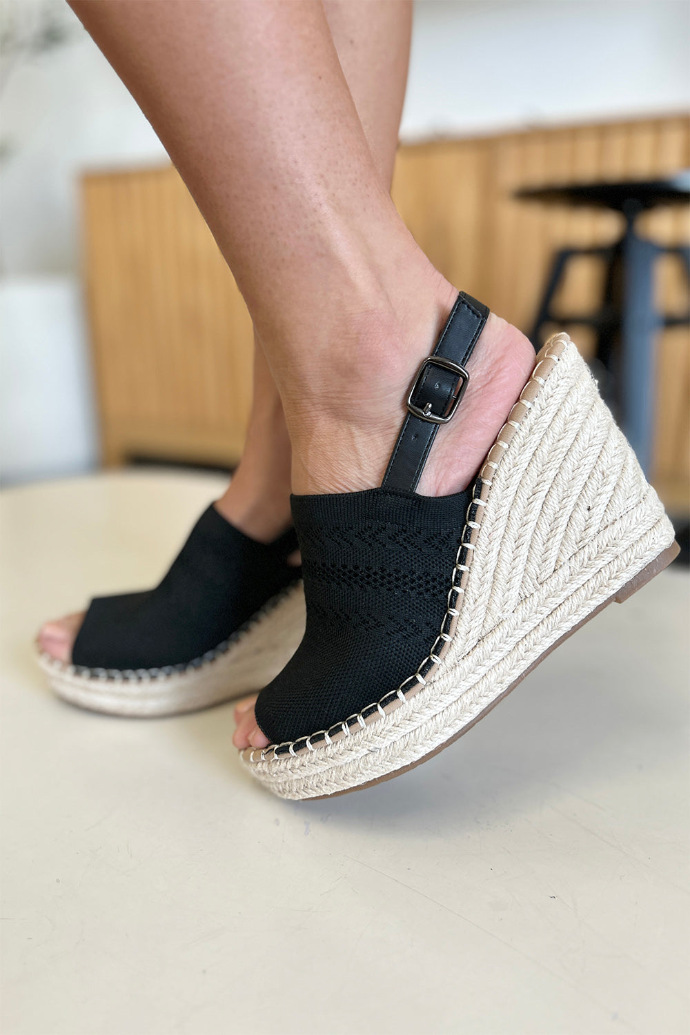 Santa Rosa Wedge Espadrille Sandal in Black