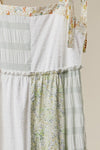 Kinley Rae Patchwork Tie-Shoulder Tiered Maxi Dress in Sage and Ivory