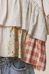 Free Spirit Vintage Patchwork Ruffle Top in Ivory
