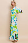 What I’m Thinking Of Floral Printed Maxi Dress in Turquoise