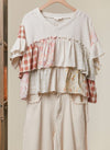 Free Spirit Vintage Patchwork Ruffle Top in Ivory