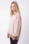 Timeless Comforts Leopard Contrast French Terry Pullover in Taupe - Curvy — product image 2