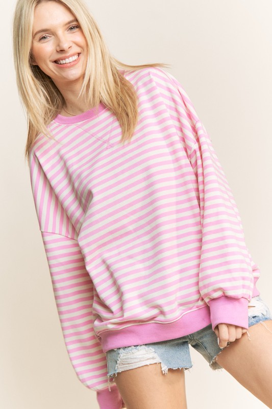 Here's to You Classic Stripe Pullover Top in Pink