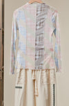 Addi Rose Mixed Plaid Mesh Layering Top in Pastel Blue