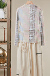 Addi Rose Mixed Plaid Mesh Layering Top in Pastel Blue