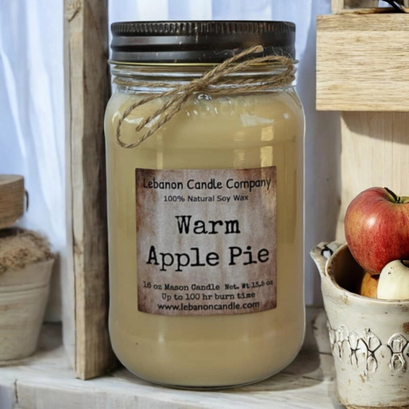 Warm Apple Pie 16 oz. Mason Jar Soy Candle