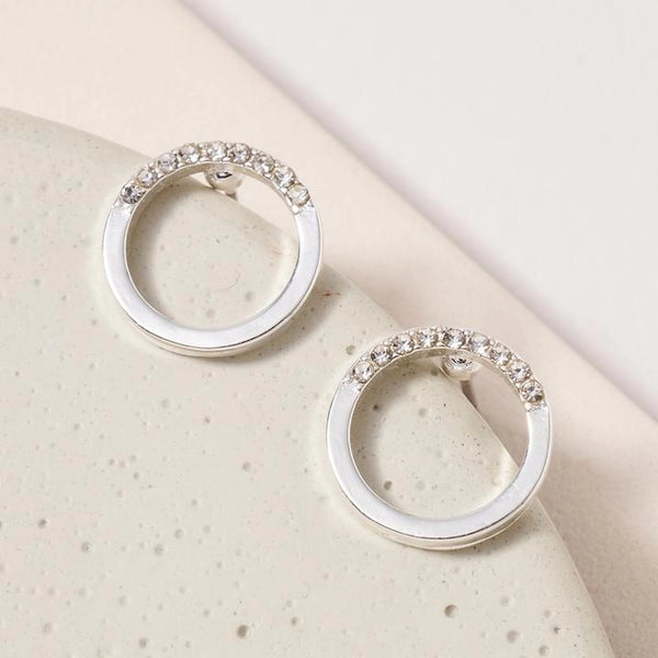 Circle Around Cubic Zirconia Post Stud Earrings in Silver