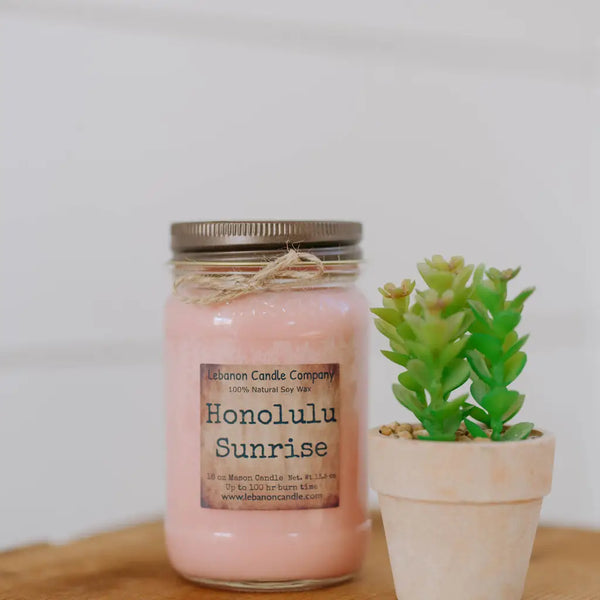 Honolulu Sunrise 16 oz. Mason Jar Soy Candle