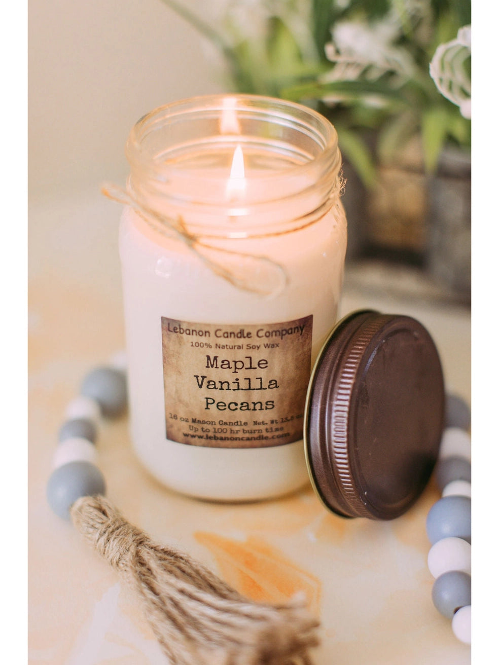 Maple Vanilla Pecans 16 oz. Mason Jar Soy Candle