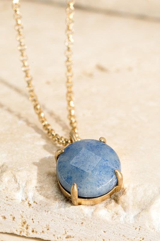 Natural Semi-Precious Sodalite Stone Charm 16" Necklace