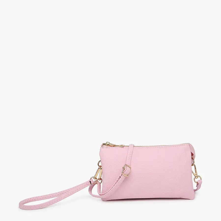 Tori Leather Three Compartment Crossbody in Ballet Pink