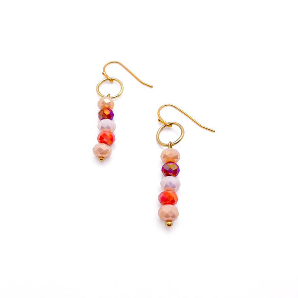 Foliage Crystal Earrings in Cranberry