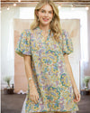 Lucia Paisley Floral Puff Sleeve Shift Dress