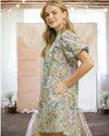 Lucia Paisley Floral Puff Sleeve Shift Dress