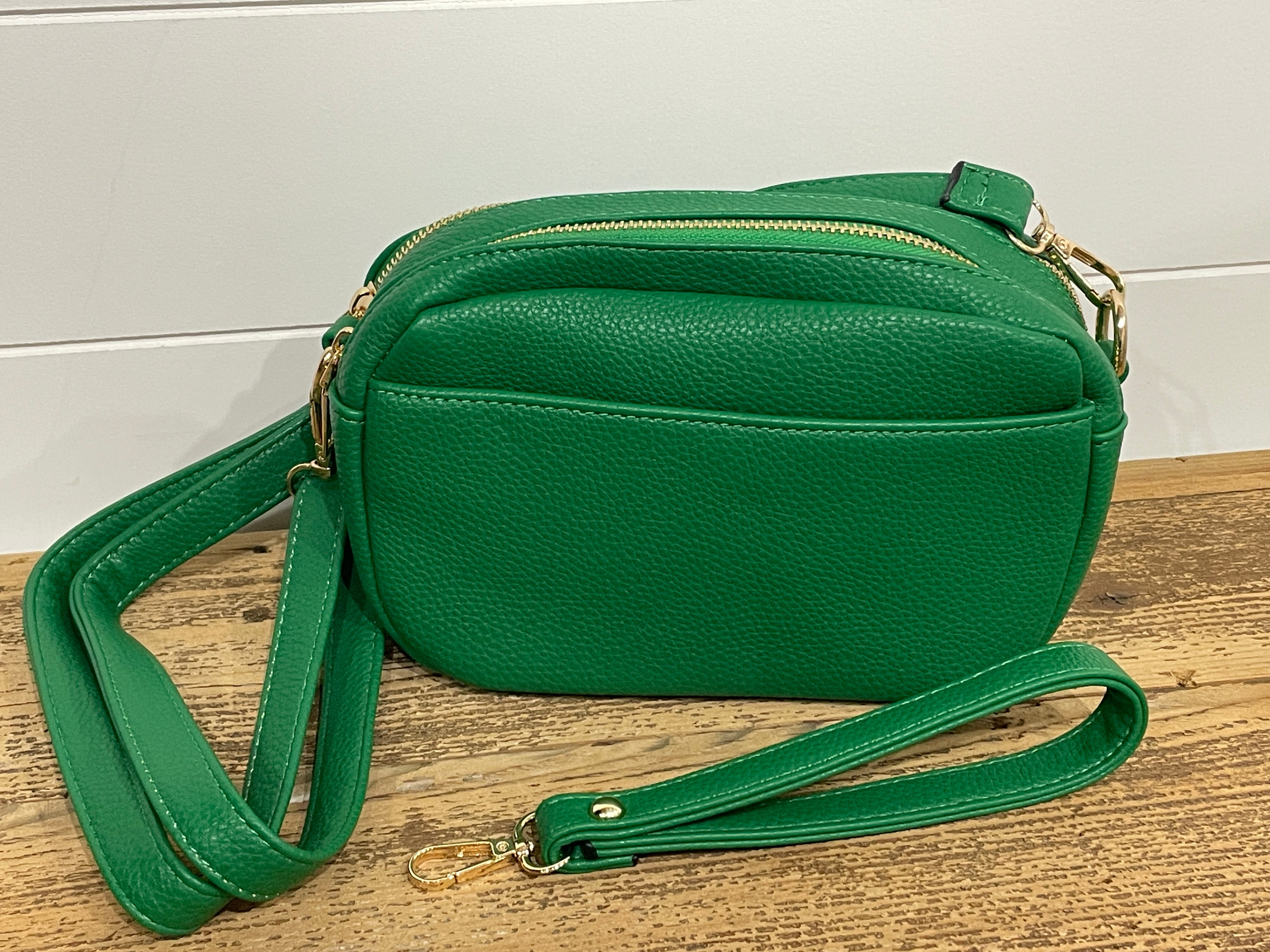 Ciao, Babe! Leather Rectangle Crossbody Bag in Green