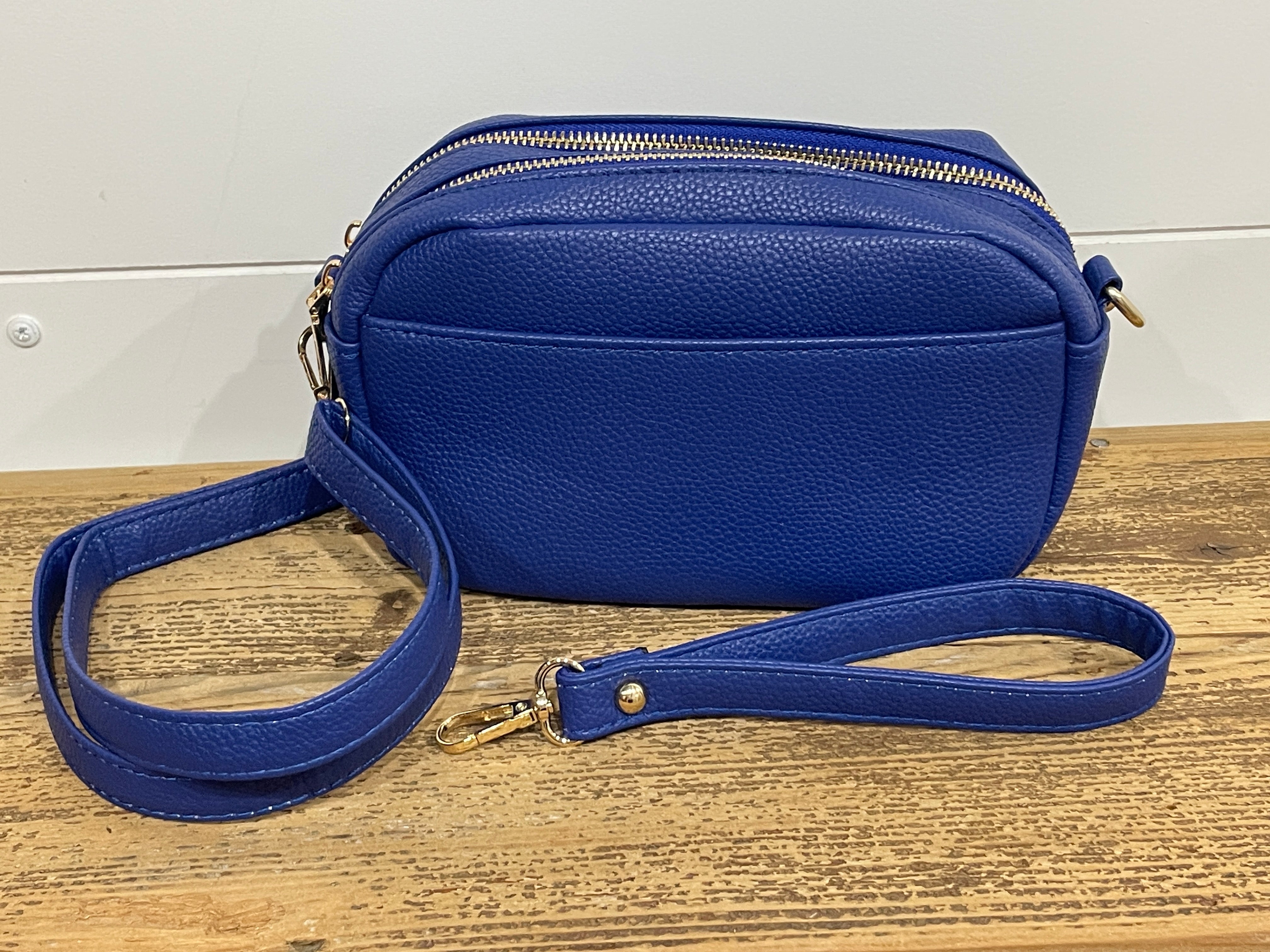 Ciao, Babe! Leather Rectangle Crossbody Bag in Royal Blue