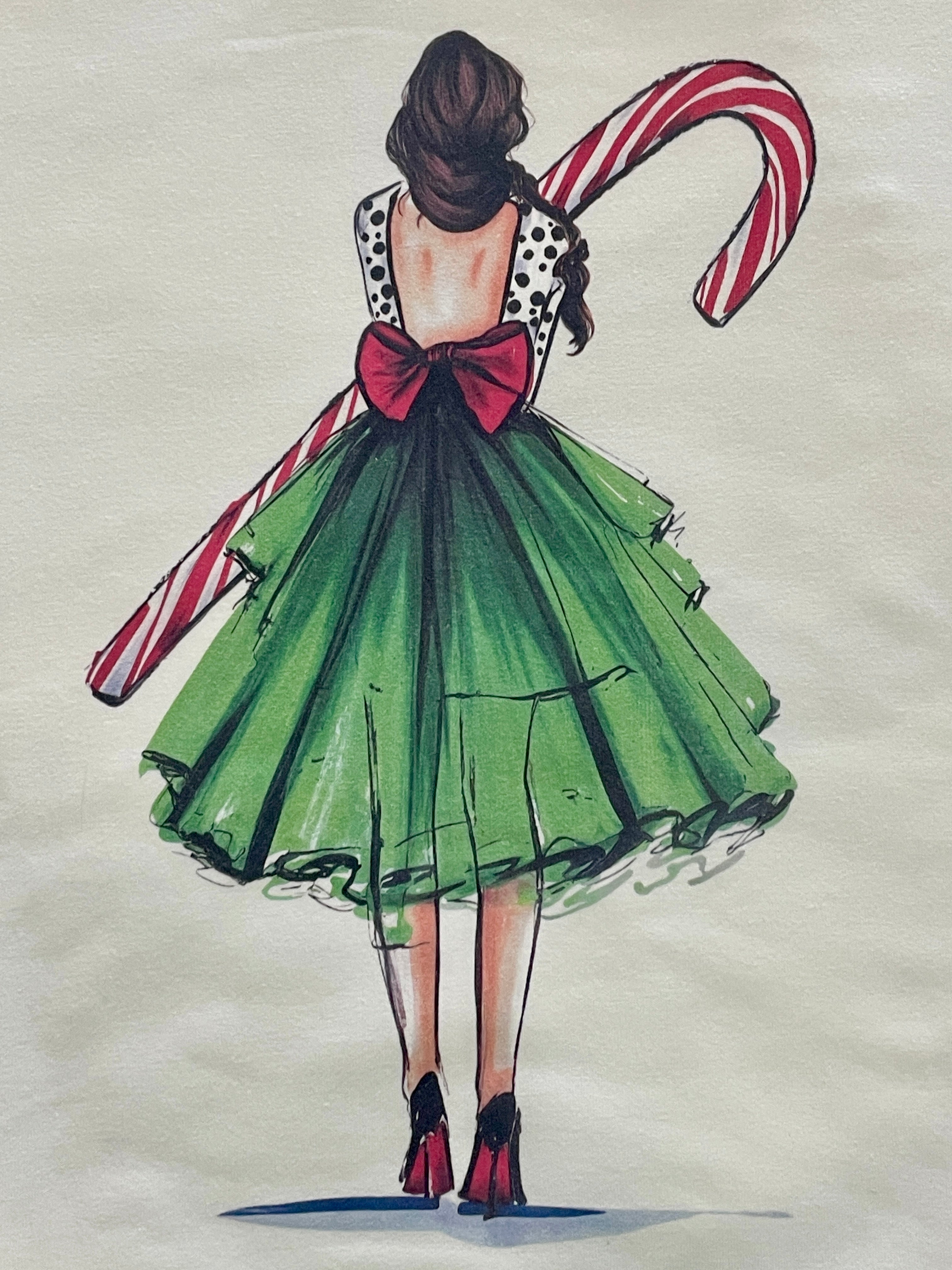 Girl With Candy Cane White Sweatshirt