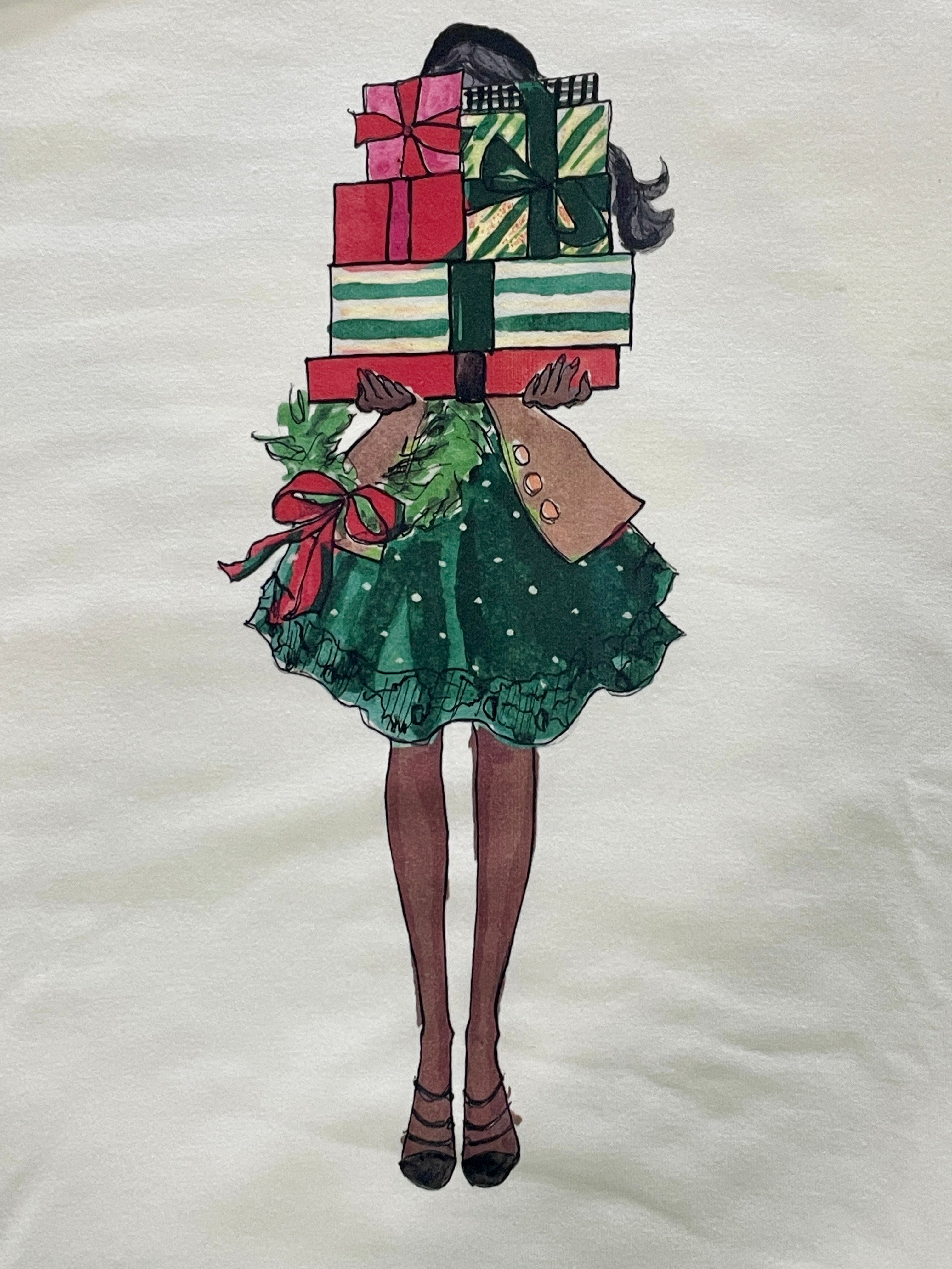 Girl with Holiday Presents Sweatshirt in White