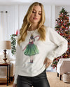 Girl With Candy Cane White Sweatshirt