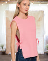 Sadie Side Tie Sweater Vest in Rose